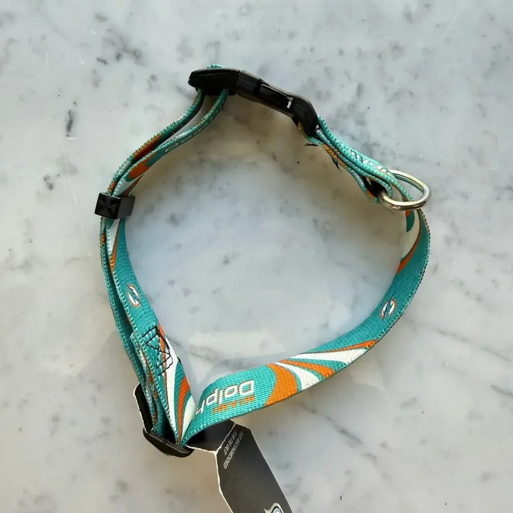NFL Miami Dolphins Hunter Pet Gear Adjustable Dog Collar Medium NWT